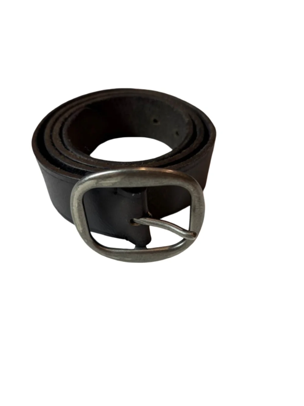 Hollister Heritage Black Buffalo Leather Belt Western Boho Silver Buckle
